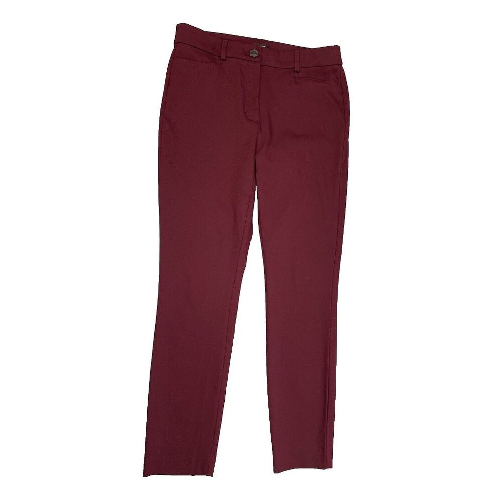 LOFT Women's Skinny Pants Size 6 Stretch Burgundy Cotton Blend